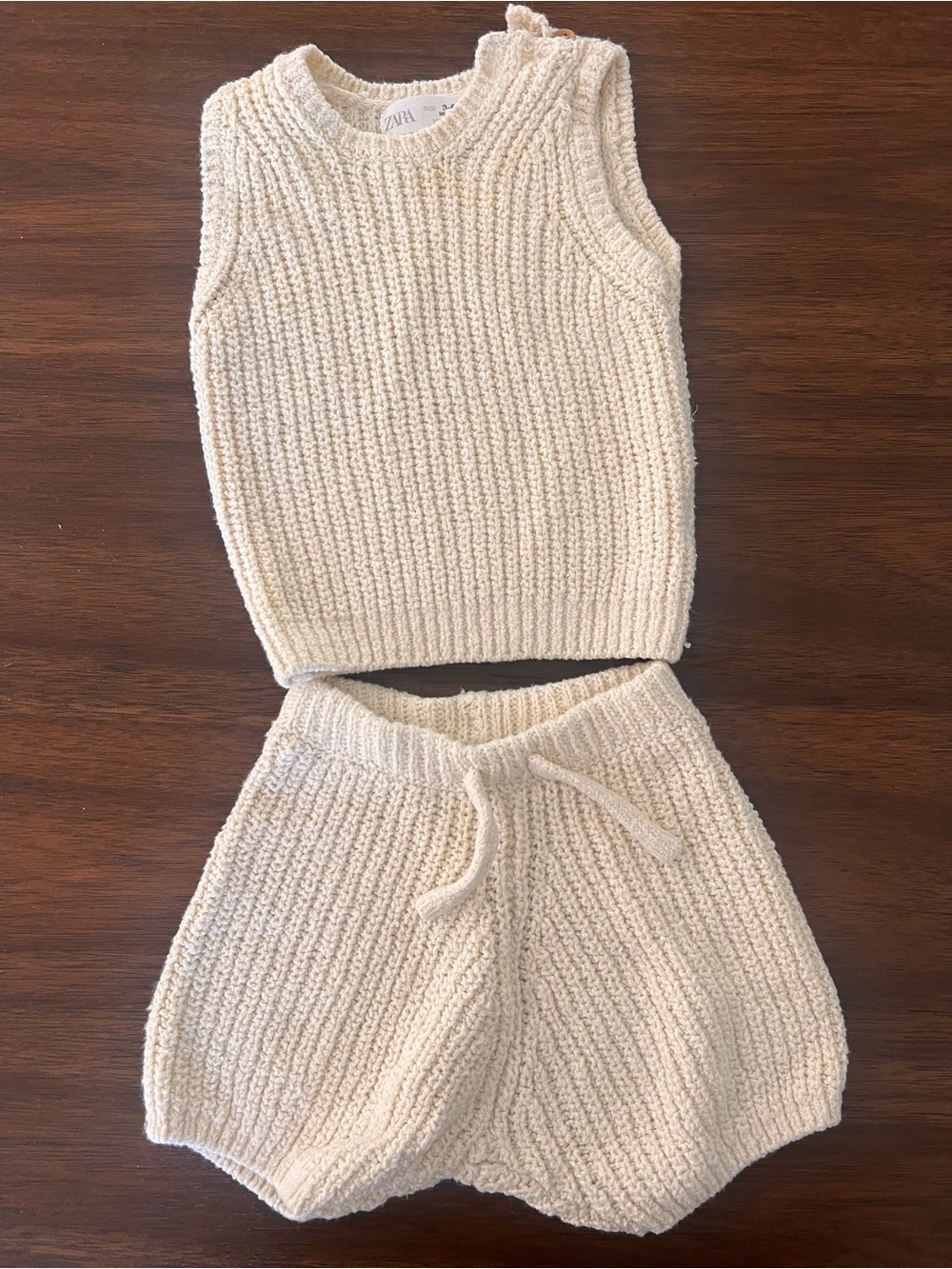 Zara Cream Ribbed Knit Baby Tank/Short Set